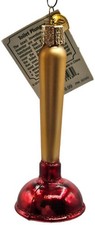 Toilet Plunger Plumbing Tool OWC Old World Christmas Holiday Tree Ornament Glass
