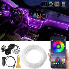 Neon LED Light Trim Glow Optic Fiber Strip Car Interior Ambient Lighting Kit APP