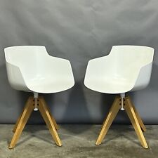 Pair of MDF ITALIA Flow Armchair RRP £1460 White Oak Home Office side meeting