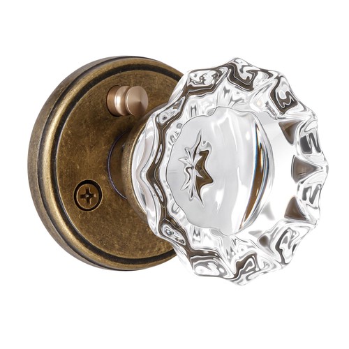Antique brass glass - door, knob