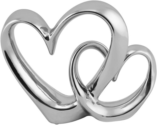Silver double heart - double,