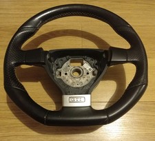 VW Golf GTi Mk5 Pirelli Edition Leather Steering Wheel Yellow Stitching Flat Btm