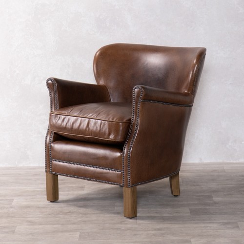 Brown leather armchair - leather,