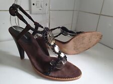 KAREN MILLEN DESIGNER UK 5 EU 38 WOMENS BROWN SUEDE LEATHER HIGH HEELS SANDALS