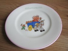 Shelley Mabel Lucie Attwell Vintage Plate 6" Boo Boos Getting a Lift Pink Trim