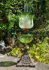 Victorian Green Glass Iron Oil
