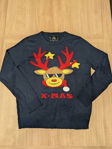 Mens christmas jumper navy - mens,