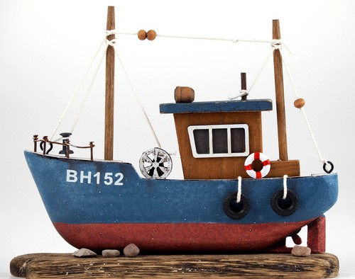 Nautical brown blue - blue, wooden