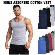 1-12 PCS MENS VESTS 100%