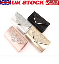 Women's Clutch Shiny Evening Bag with Removable Chain Elegant Envelope Handbag