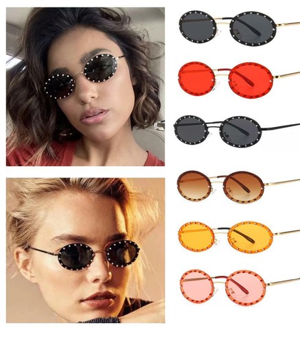 Oval studded shield sunglasses - studded,