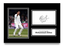 Mohammad Abbas Signed A4 Photo Autograph Card Pakistan Cricket Gift Display +COA