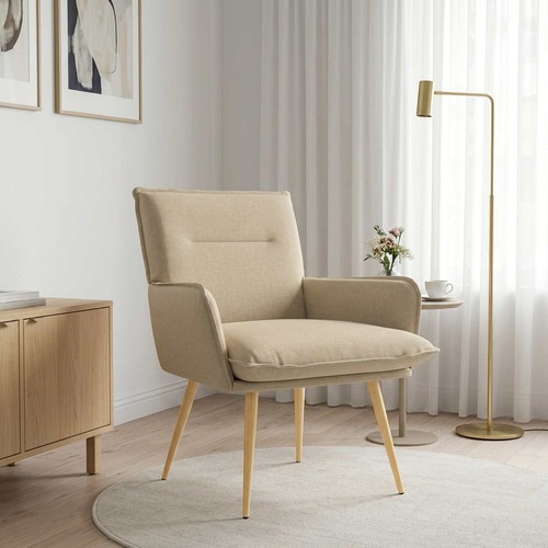 Armchair cream fabric - armchair,