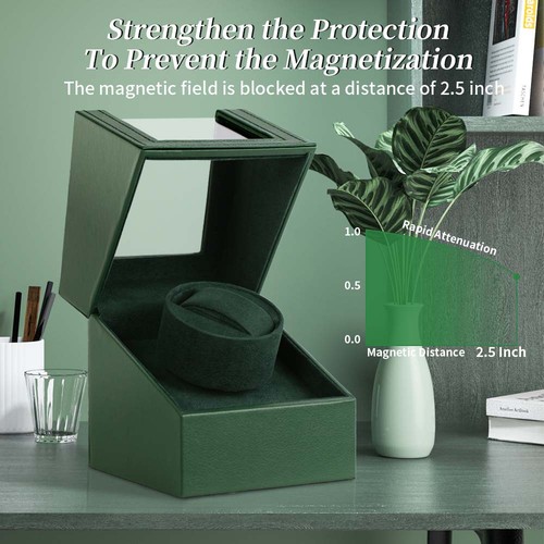 Green leather single watch - leather,