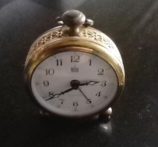 Melux 2 Jewels Miniature Clock Gold Colour Carriage Vintage? Wind Up Mantle Old?