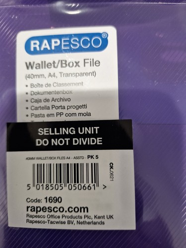 Rapesco rigid wallet box file - rigid,