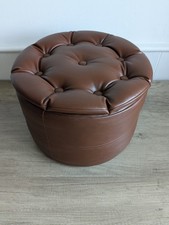 Vintage/Retro Sherborne Leather Buttoned Brown Pouffe Footstool  - Home Decor
