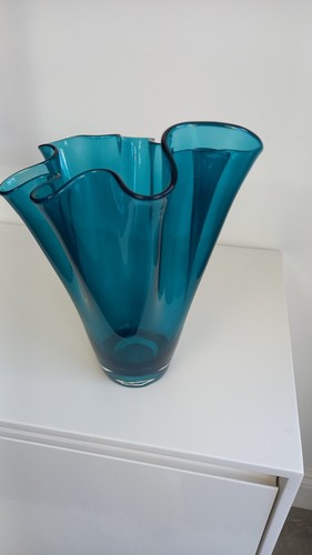 Ruffle top vase aqua - ruffle,