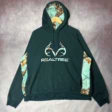 Realtree Camo Logo Hoodie Green Men's XXL Pullover Hunting Outdoor