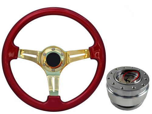 Red gold steering wheel - steering,