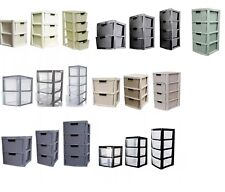 Large 2 3 & 4 Plastic Rattan Drawer Storage Tower Unit Chest Office Home School