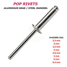 POP RIVETS ALUMINIUM STEEL DOME HEAD BLIND 3mm,3.2mm,4mm,4.8mm,5mm,6mm STANDARD