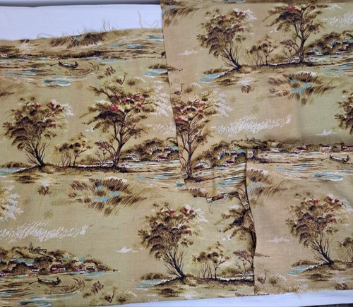 Vintage 1950s cotton - vintage, barkcloth