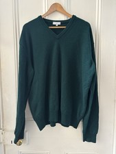 Lyle and Scott Men's Jumper Size XXXL V Neck Dark Green Pure New Wool jumper 