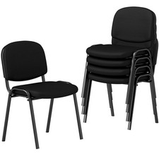 COSTWAY Set of 5 Waiting Room Chairs Stackable Reception Guest Chairs-Black