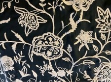 Manston Crewel Silk And Wool Fabric Colour Black/Ivory NEW   2 Metre Piece
