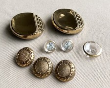 Antique Vintage Gold Glass Buttons, Diamanté, 10-38mm, Lot #3