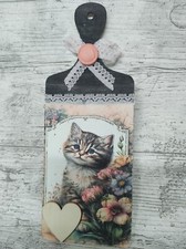 Handmade Wooden Plaque Sign Cat Kitten Cute Home Decor Art Gift
