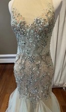 Crystal Mermaid Party Prom Embellished Dress UK8 £1549 Ball Terani  Couture