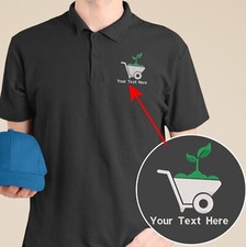 Personalised Custom Embroidered Polo Shirt Lawn Mower Plants Gardening Services
