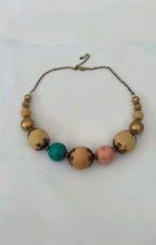 Necklace Wooden Balls Costume Jewellery Multicoloured Adjustable Chunky