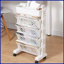 5 Tier Mobile Bookshelf Cart