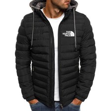 Men's Hooded Jacket Insulated Winter Coat Quilted Bomber Jacket Windproof Casual
