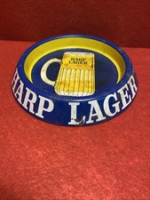 Vintage Pub Ashtray Harp Lager Metal Tin Mancave Bar Retro Stay Sharp Tray