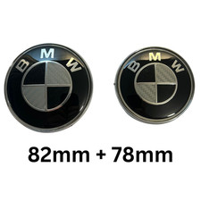 For BMW Carbon Fibre Badges - Front and Rear  82mm + 78mm