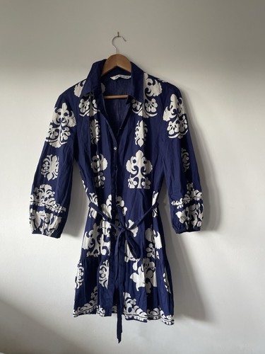 Zara blue white damask print - zara,