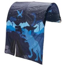 bed tent compatible with IKEA Kura mid-sleeper bed. Lovely blue dinosaur print.