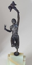 " THE PARROT DANCER "  ART DECO FIGURINE . BRONZE & ONYX. 