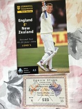 ENGLAND v NEW ZEALAND 1994 CRICKET PROGRAMME 2nd TEST AT LORDS + DAY 3 TICKET