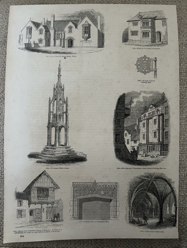 Antique print historic homes - historic,