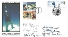ED HILLARY  + 4  SIGNED MOUNT EVEREST FIRST DAY COVER 1953 FIRST ASCENT EDMUND