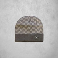 LV Beanie Mens Chequered Grey