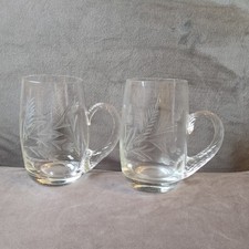  Pair Etched Glass Beer