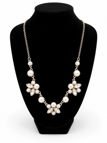 Silver tone faux - pearl, clear