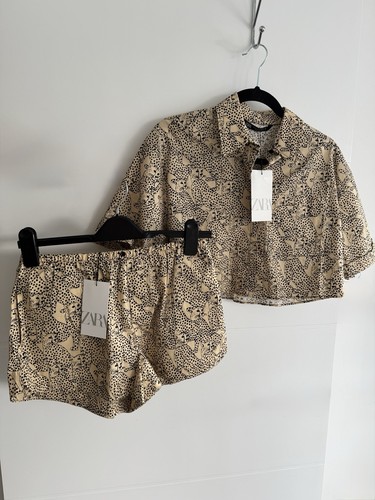 Zara beige leopard coord set - beige,