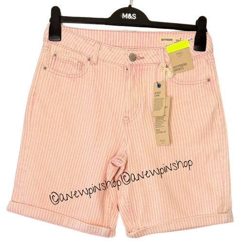 Ladies shorts pink striped - m&s,